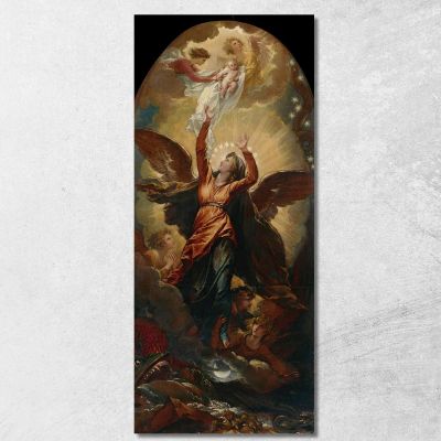 The Woman Clothed With The Sun Fleeth From The Persecution Of The Dragon Benjamin West bwt73 canvas print 