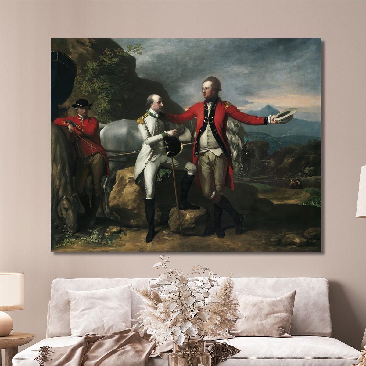 Two Officers And A Groom In A Landscape Benjamin West bwt76 canvas print 