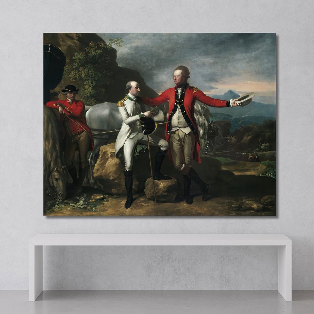 Two Officers And A Groom In A Landscape Benjamin West bwt76 canvas print 