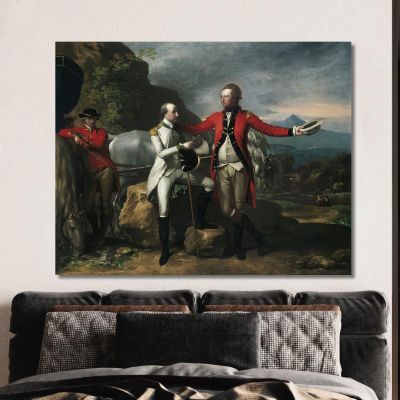 Two Officers And A Groom In A Landscape Benjamin West bwt76 canvas print 