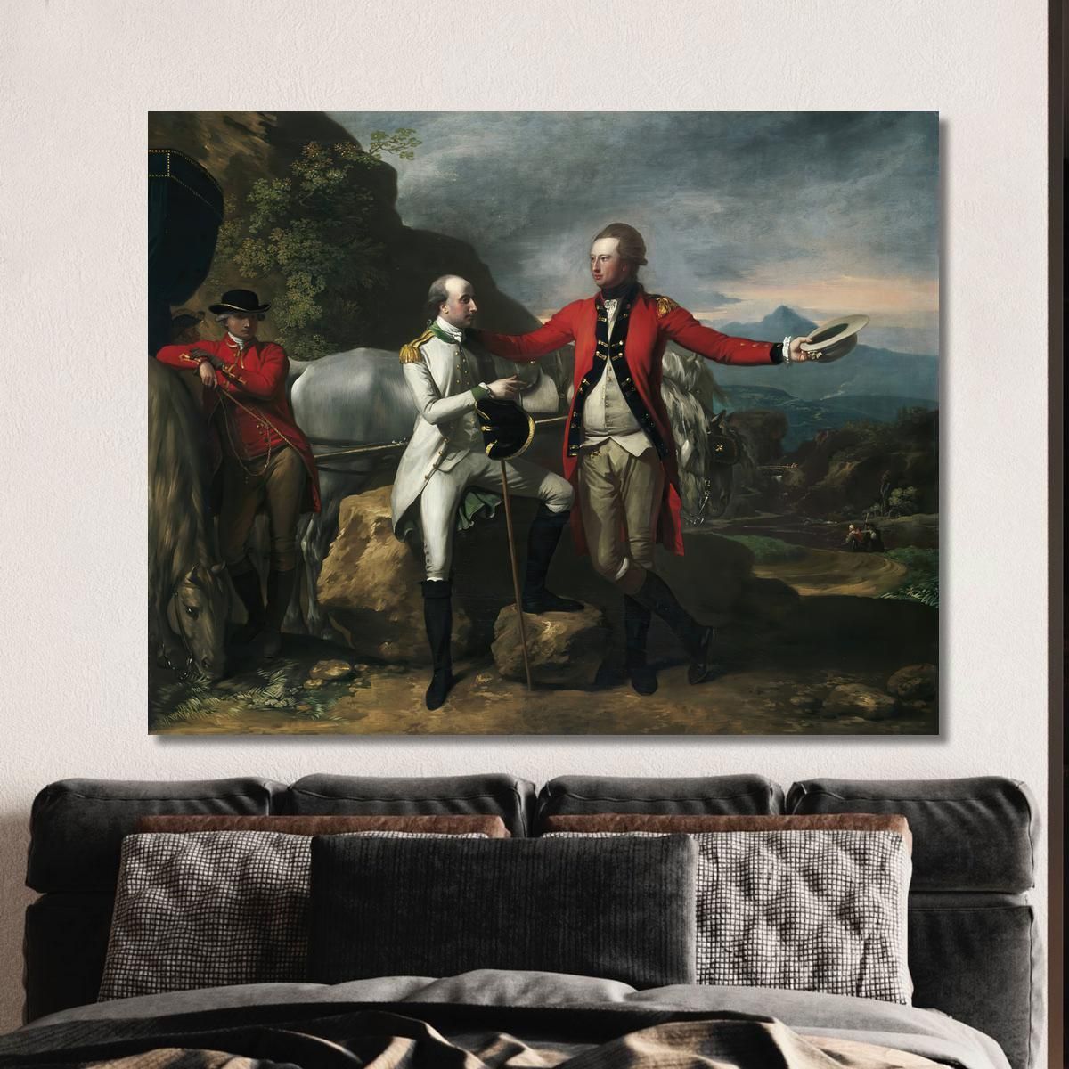 Two Officers And A Groom In A Landscape Benjamin West bwt76 canvas print 