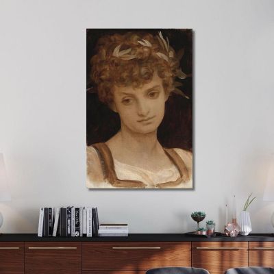 Study Of A Girl'S Head Wreathed In Laurel Frederic Leighton flg55 canvas print 