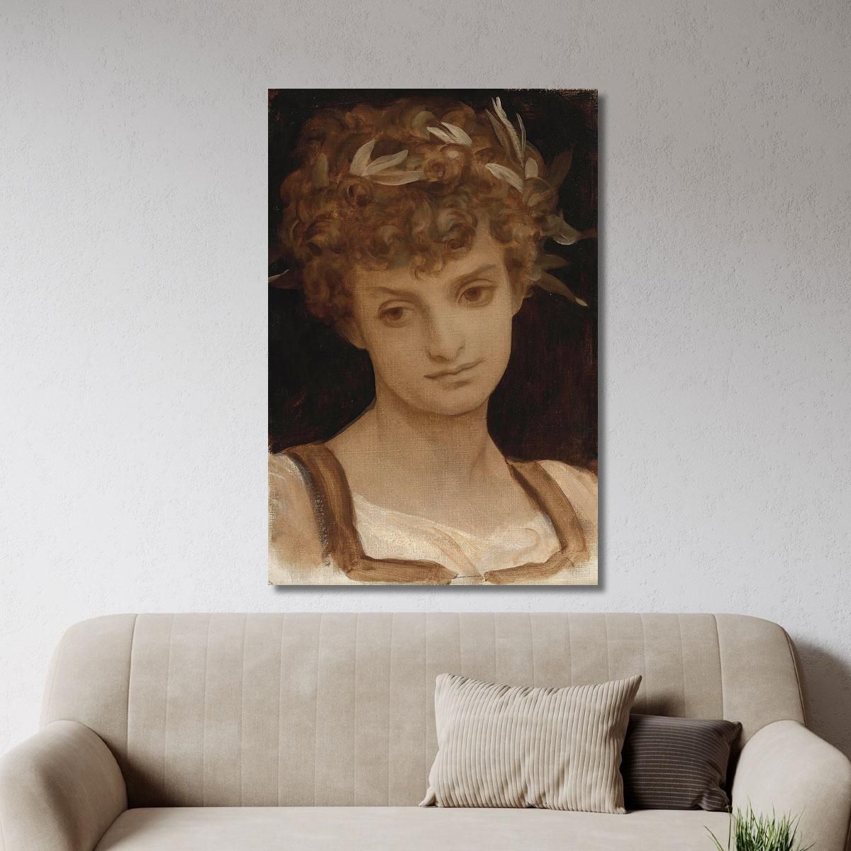 Study Of A Girl'S Head Wreathed In Laurel Frederic Leighton flg55 canvas print 