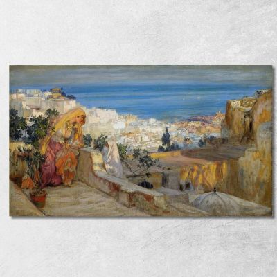 Arab Women On A Rooftop Algiers Beyond Frederick Arthur Bridgman fab14 canvas print 