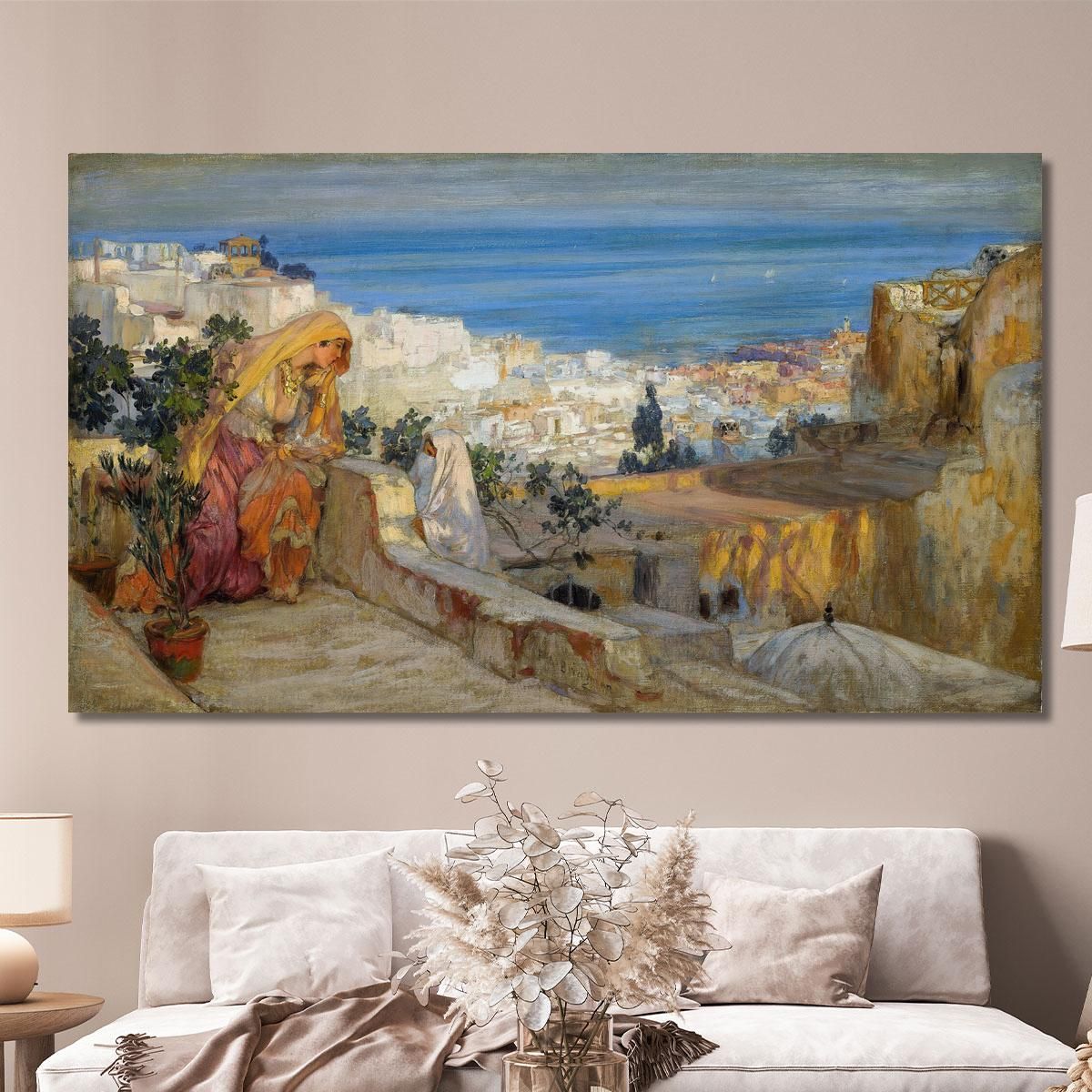 Arab Women On A Rooftop Algiers Beyond Frederick Arthur Bridgman fab14 canvas print 