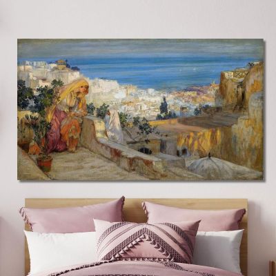 Arab Women On A Rooftop Algiers Beyond Frederick Arthur Bridgman fab14 canvas print 