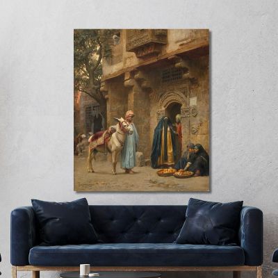 Arab Women In Front Of A Door Frederick Arthur Bridgman fab22 canvas print 