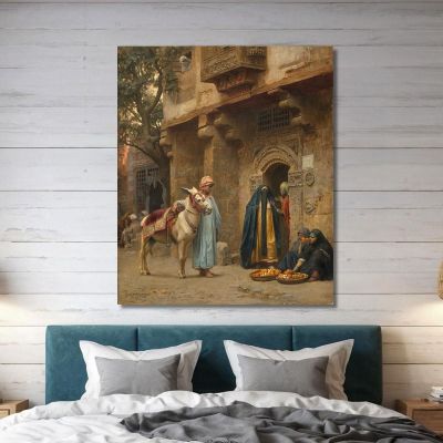 Arab Women In Front Of A Door Frederick Arthur Bridgman fab22 canvas print 