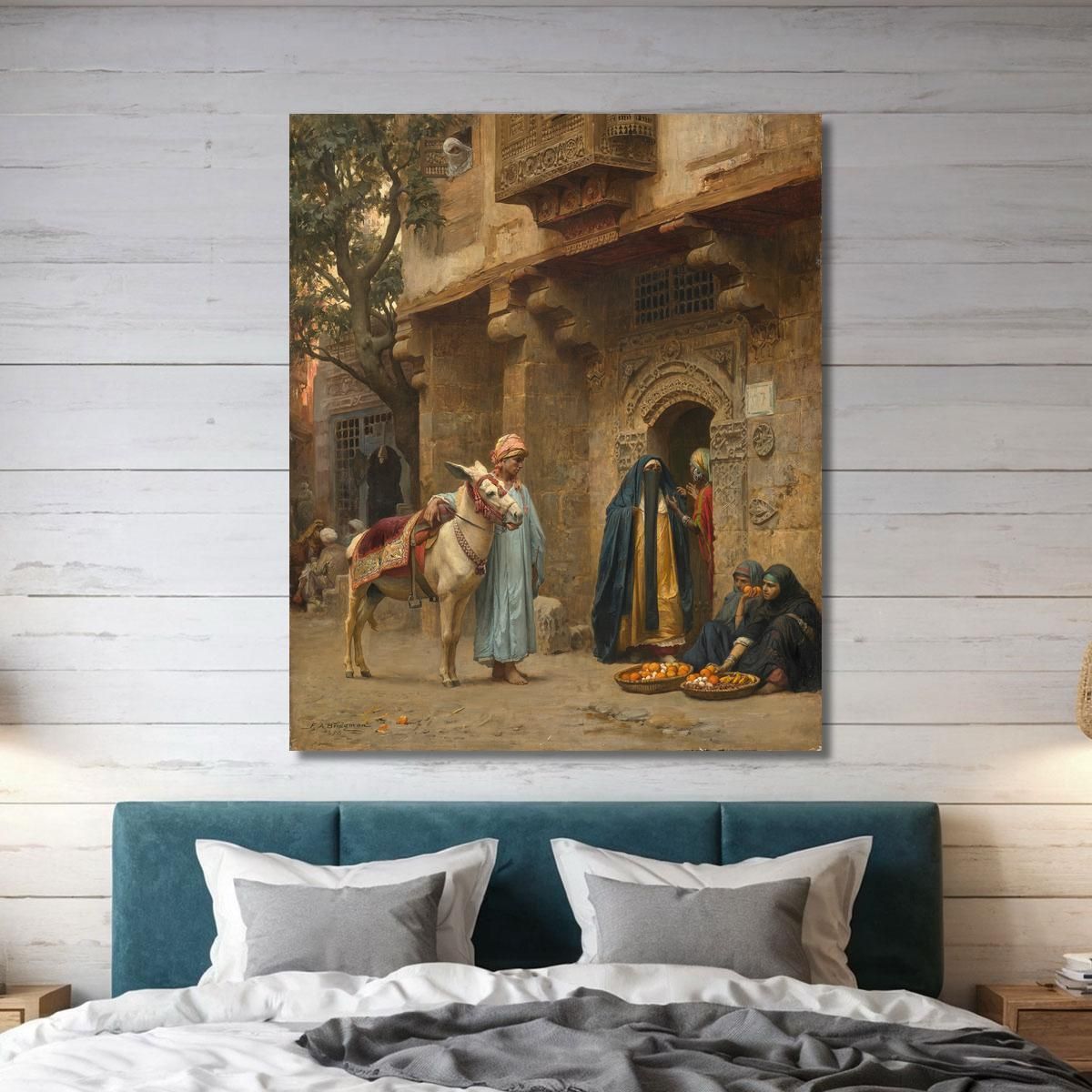 Arab Women In Front Of A Door Frederick Arthur Bridgman fab22 canvas print 