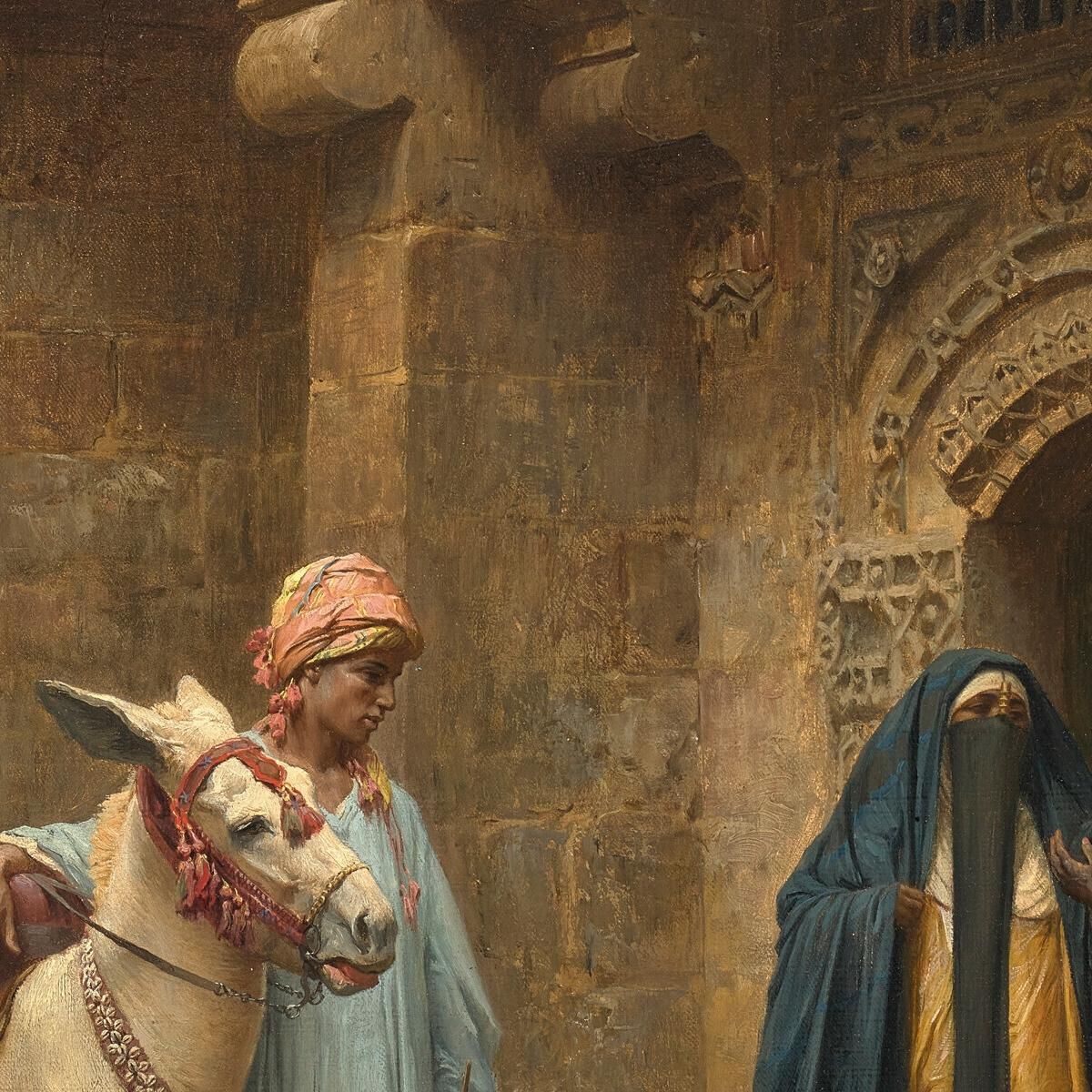 Arab Women In Front Of A Door Frederick Arthur Bridgman fab22 canvas print