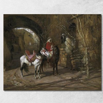 Horseman In A Courtyard Frederick Arthur Bridgman fab25 canvas print 