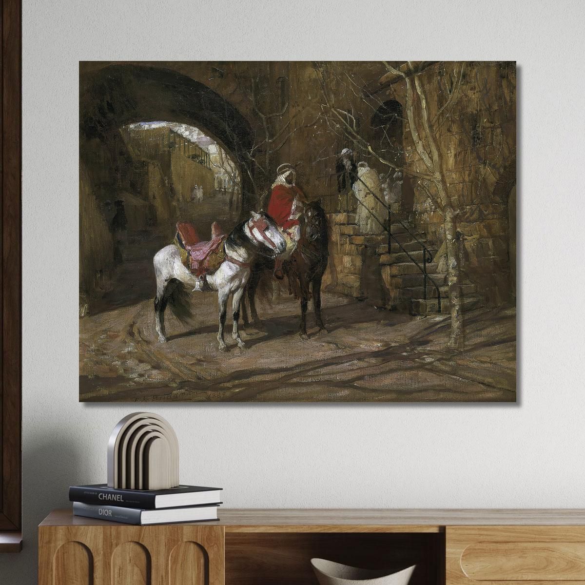 Horseman In A Courtyard Frederick Arthur Bridgman fab25 canvas print 