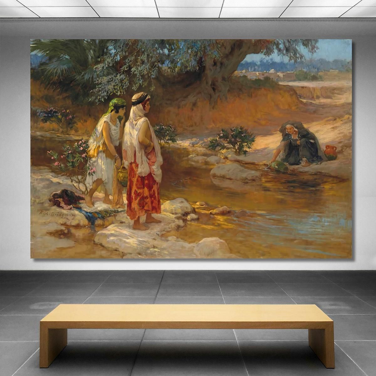 On The Banks Of The Wadi Frederick Arthur Bridgman fab40 canvas print 