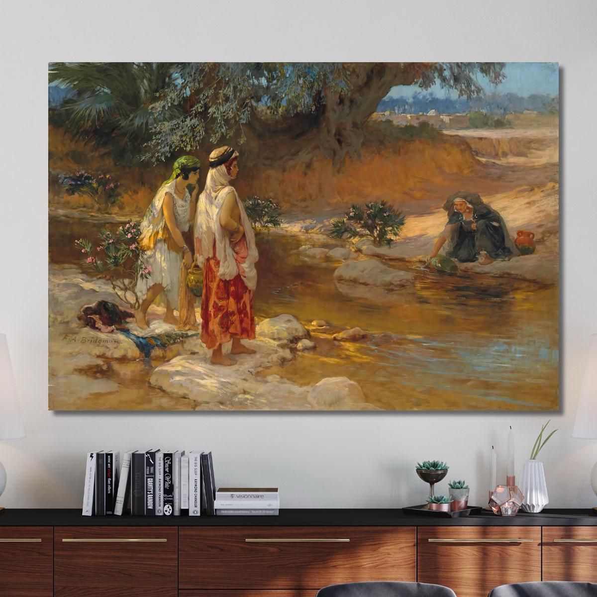 On The Banks Of The Wadi Frederick Arthur Bridgman fab40 canvas print 