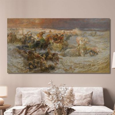 Pharaoh And His Army Engulfed By The Red Sea Frederick Arthur Bridgman fab42 canvas print 