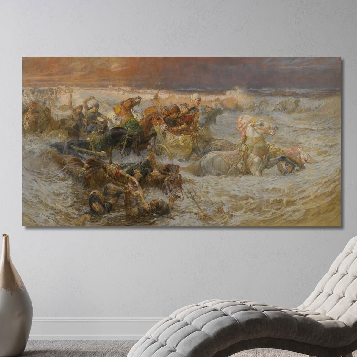 Pharaoh And His Army Engulfed By The Red Sea Frederick Arthur Bridgman fab42 canvas print 