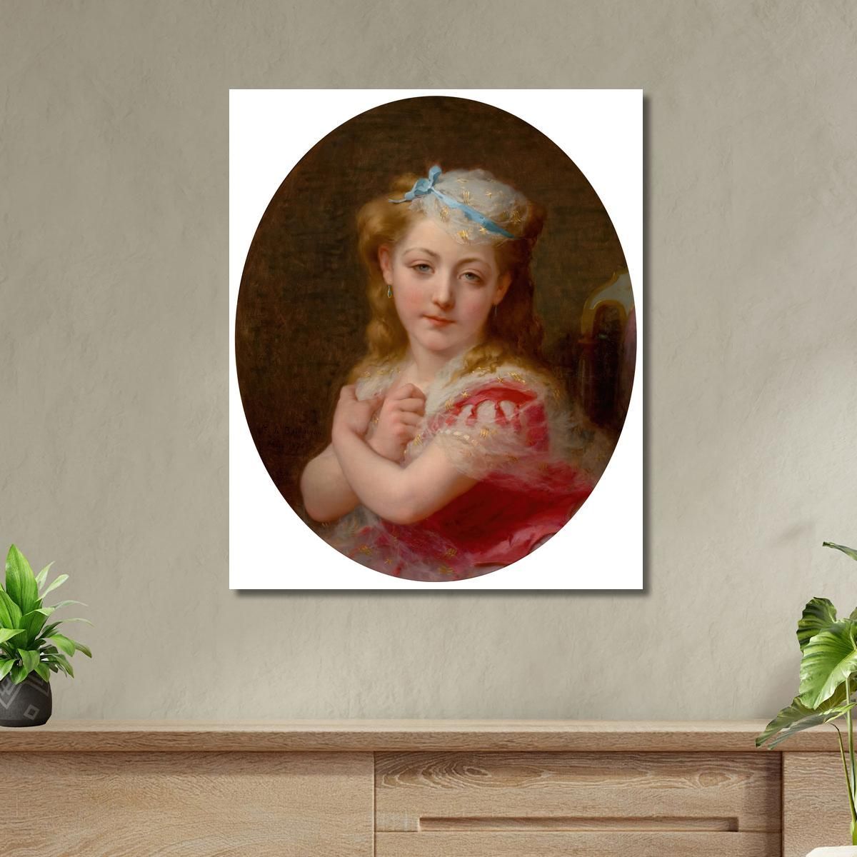 Portrait Of A Young Girl Frederick Arthur Bridgman fab45 canvas print 