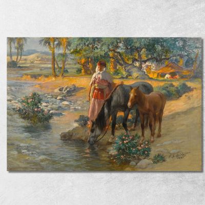 Watering The Horses Frederick Arthur Bridgman fab72 canvas print 