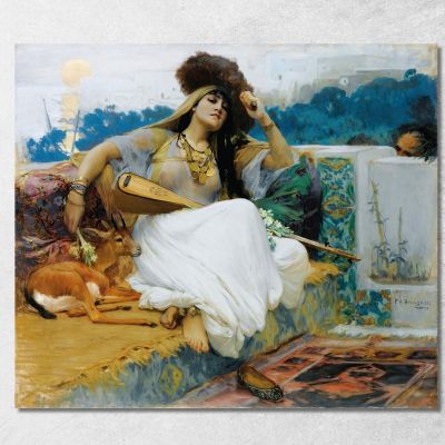 Young Woman On A Terrace Frederick Arthur Bridgman fab77 canvas print 