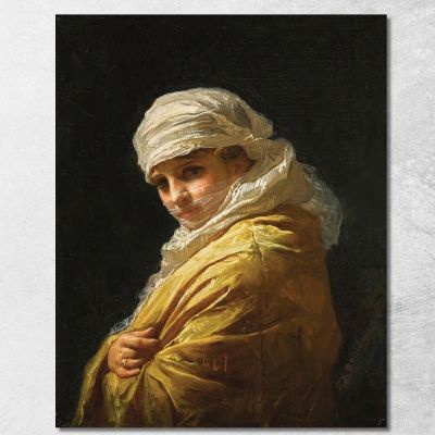 Young Woman In A White Turban Frederick Arthur Bridgman fab78 canvas print 