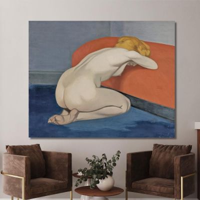 Naked Woman Kneeling In Front Of A Red Couch Félix Vallotton fvl39 canvas print 