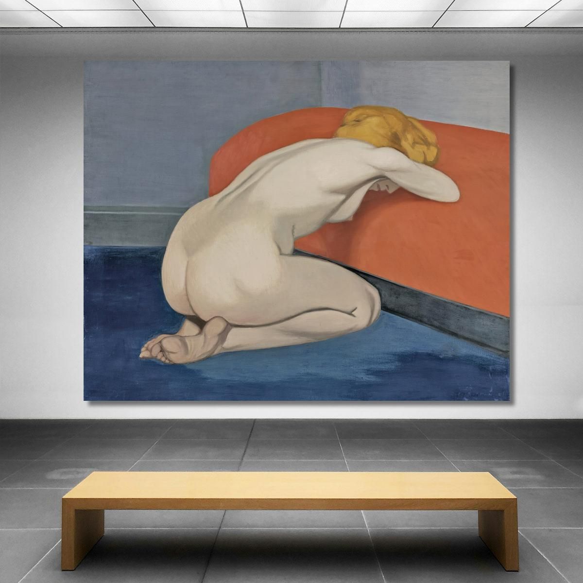 Naked Woman Kneeling In Front Of A Red Couch Félix Vallotton fvl39 canvas print 
