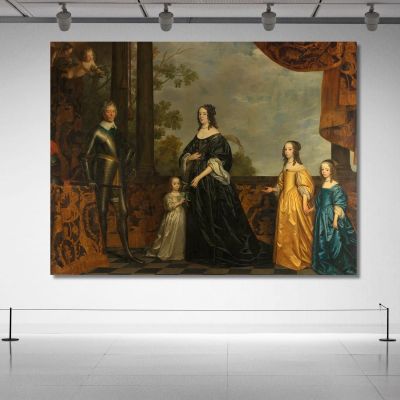 Frederick Henry His Consort Amalia Of Solms And Their Three Youngest Daughters Gerard van Honthorst gvh20 canvas print 