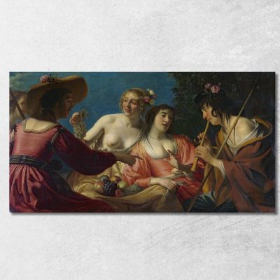 Shepherd Playing The Fluteand Four Shepherdesses Gerard van Honthorst gvh42 canvas print 