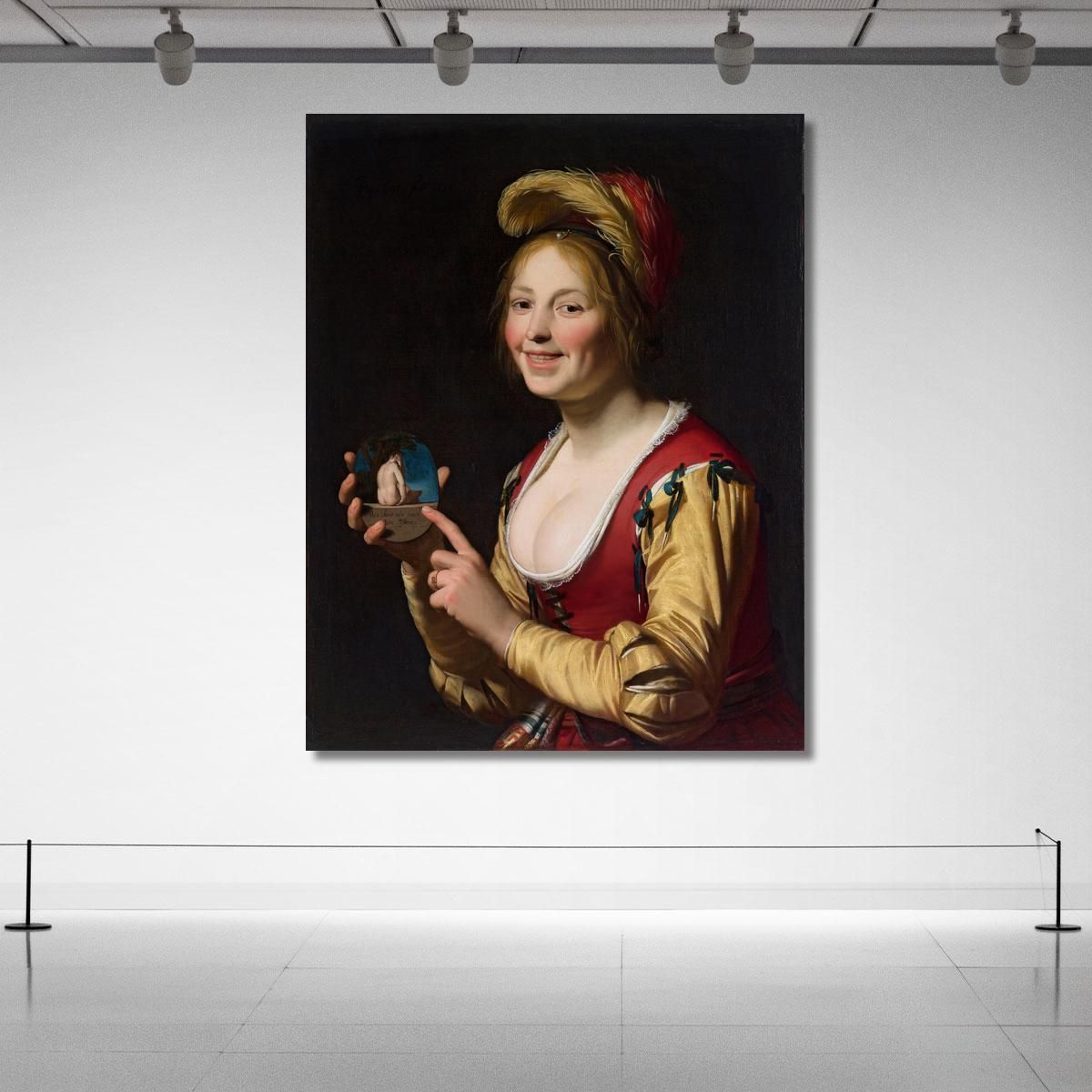 Smiling Girl A Courtesan Holding An Obscene Image Gerard van Honthorst gvh44 canvas print 