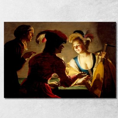 The Procuress Gerard van Honthorst, gvh54 ภาพพิมพ์บนผ้าใบแคนวาส