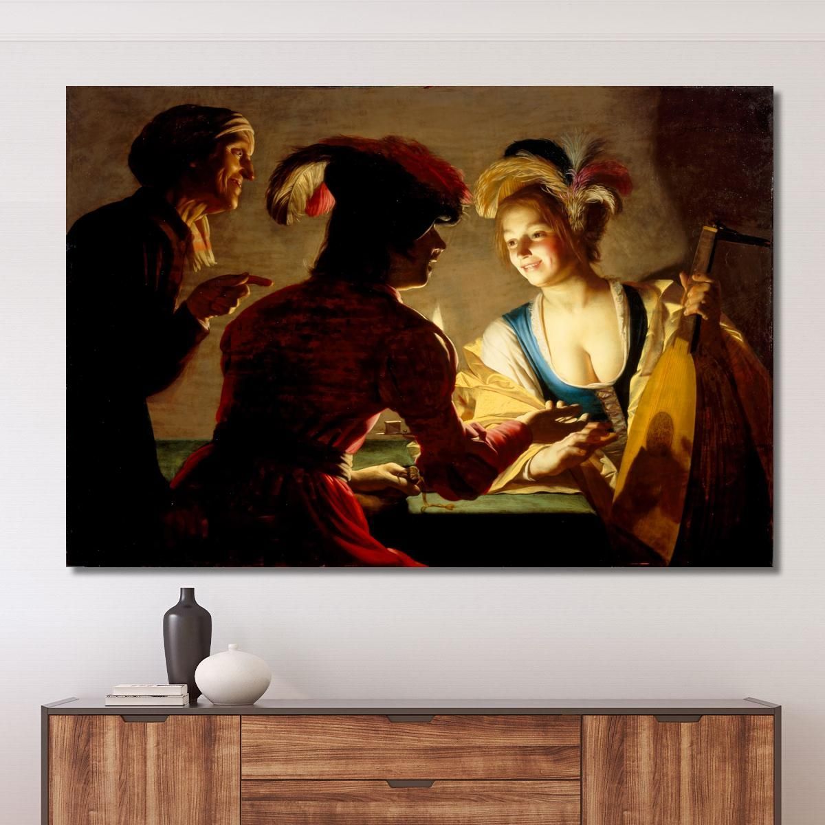 The Procuress Gerard van Honthorst, gvh54 ภาพพิมพ์บนผ้าใบแคนวาส