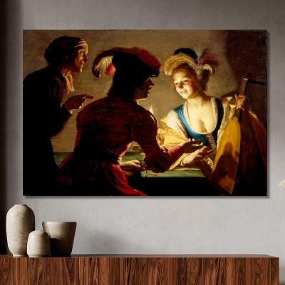 The Procuress Gerard van Honthorst, gvh54 ภาพพิมพ์บนผ้าใบแคนวาส