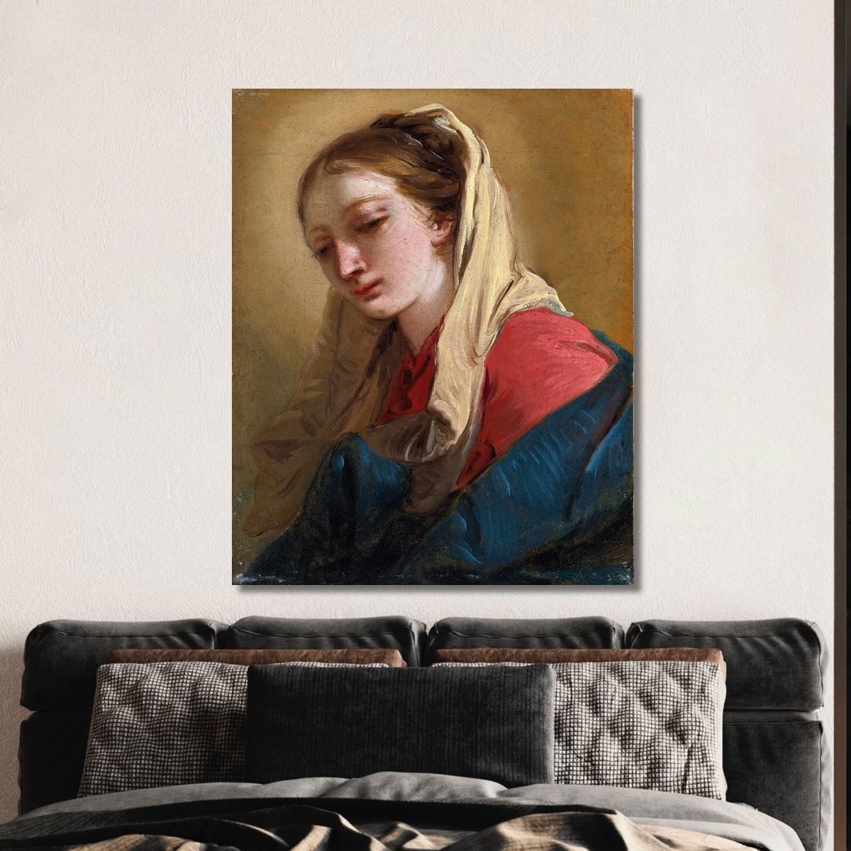 Mary Magdalene In Three-Quarter View Veiled In A White Cloth Giovanni Battista Tiepolo gbt24 canvas print 