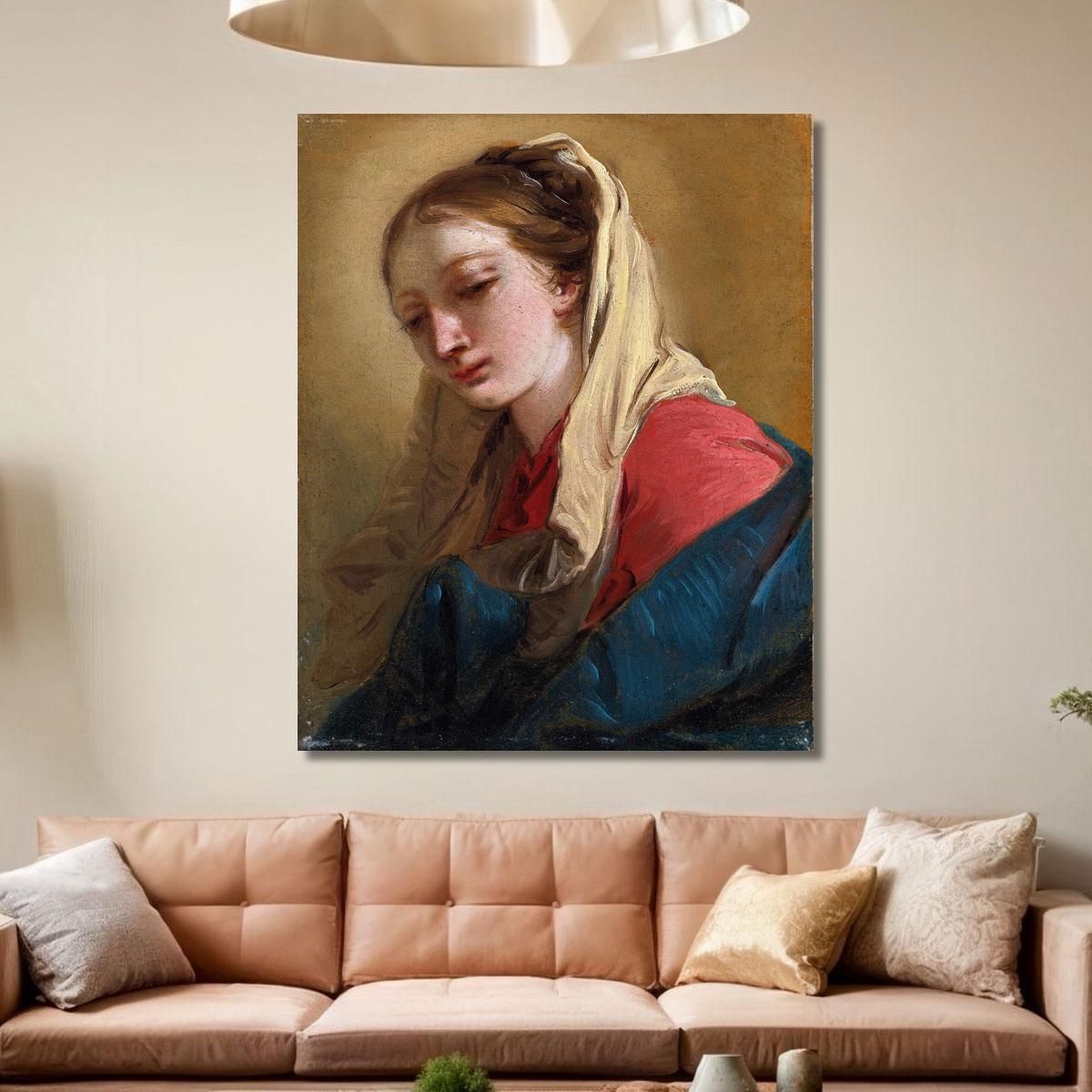Mary Magdalene In Three-Quarter View Veiled In A White Cloth Giovanni Battista Tiepolo gbt24 canvas print 