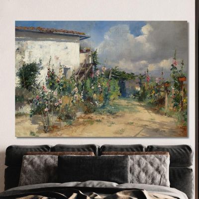 House With Hollyhocks In The Garden Henryk Siemiradzki hsm19 canvas print 