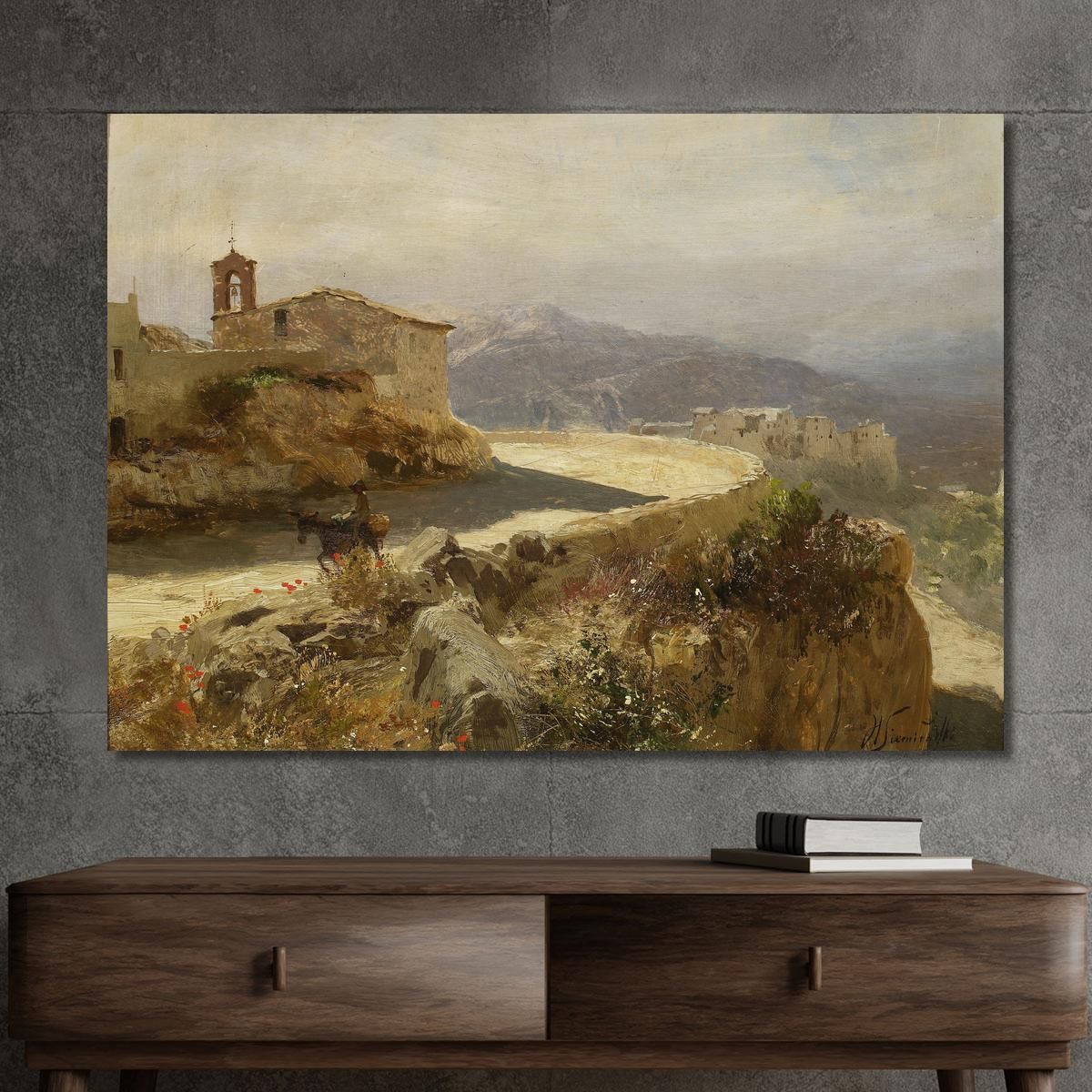 Italian Landscape With A Donkey Henryk Siemiradzki hsm20 canvas print 