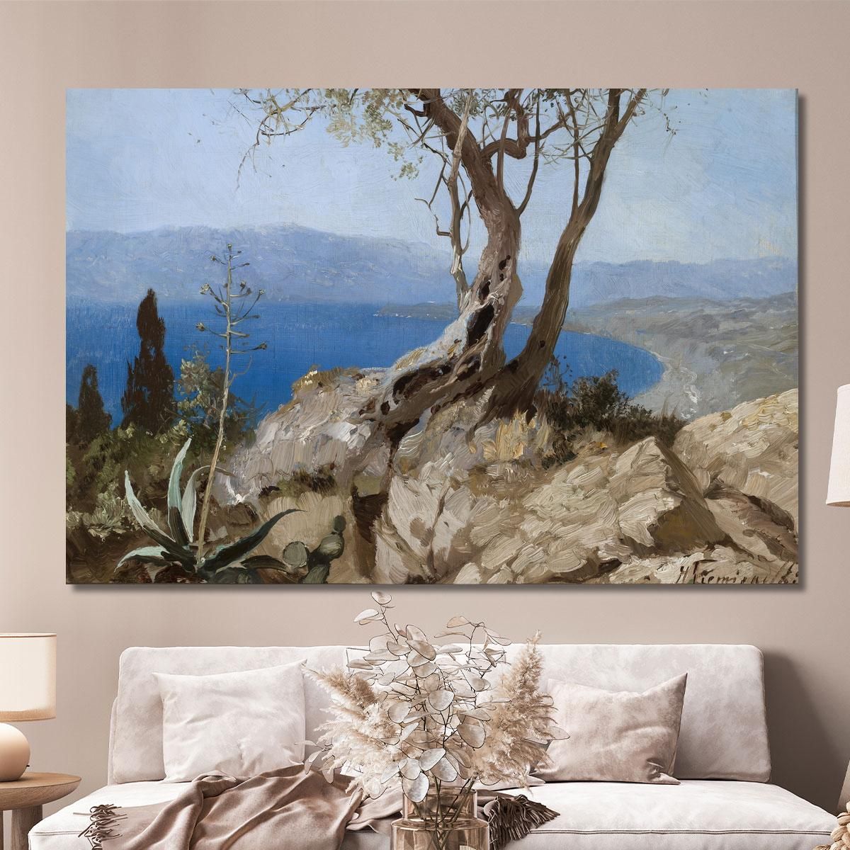 Lake View With Rocky Edge Harbour View With Rocky Edge Henryk Siemiradzki hsm22 canvas print 