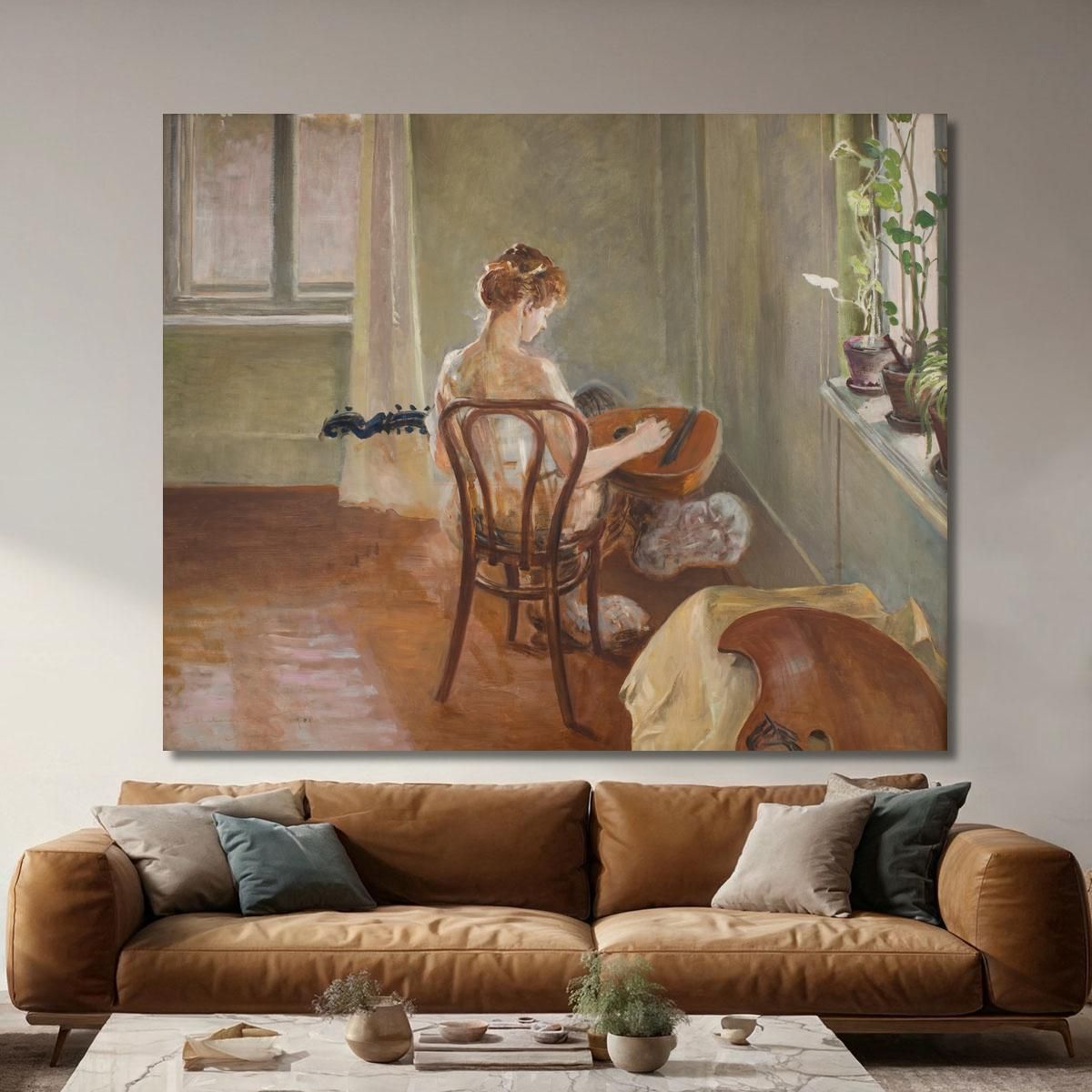 Interior With The Chimera Playing The Guitar Jacek Malczewski jml46 canvas print 