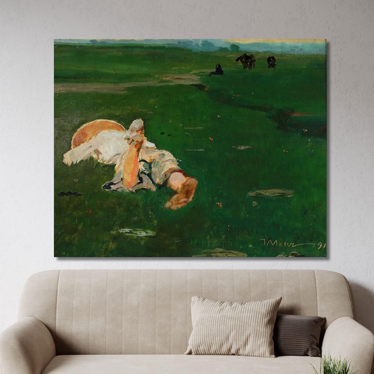 Shepherd Girl In A Meadow Jacek Malczewski jml117 canvas print 