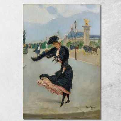 Elegant In Front Of The Grand Palais On The Alexandre Iii Bridge Jean Béraud jbr18 canvas print 