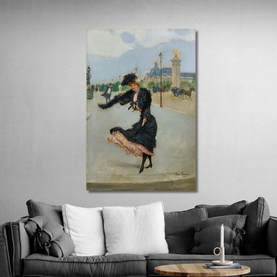 Elegant In Front Of The Grand Palais On The Alexandre Iii Bridge Jean Béraud jbr18 canvas print 