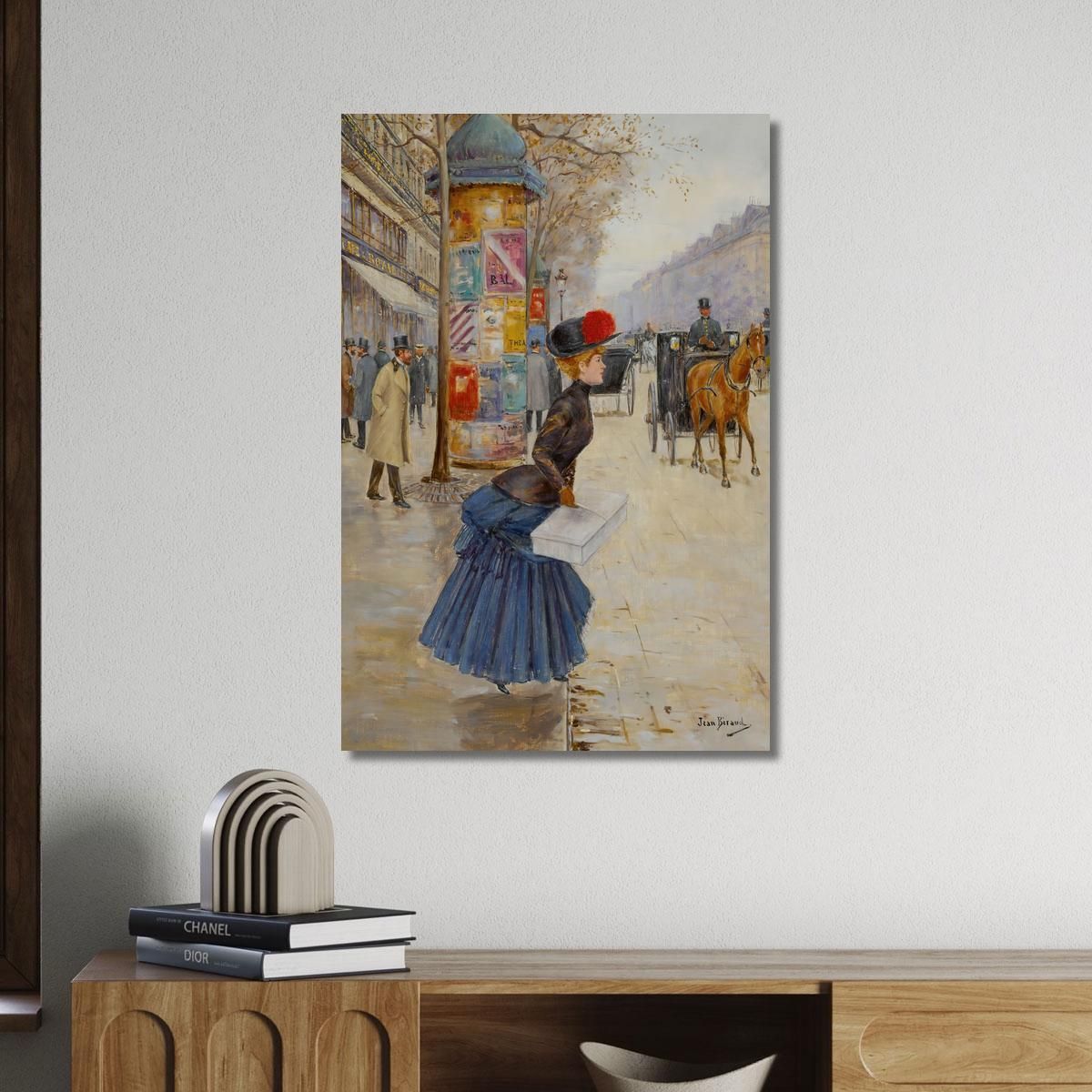 Young Woman Crossing The Boulevard Jean Béraud jbr31 canvas print 