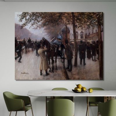 Boulevard Des Capucines In The Evening In Front Of The Café Napolitain Jean Béraud jbr49 canvas print 