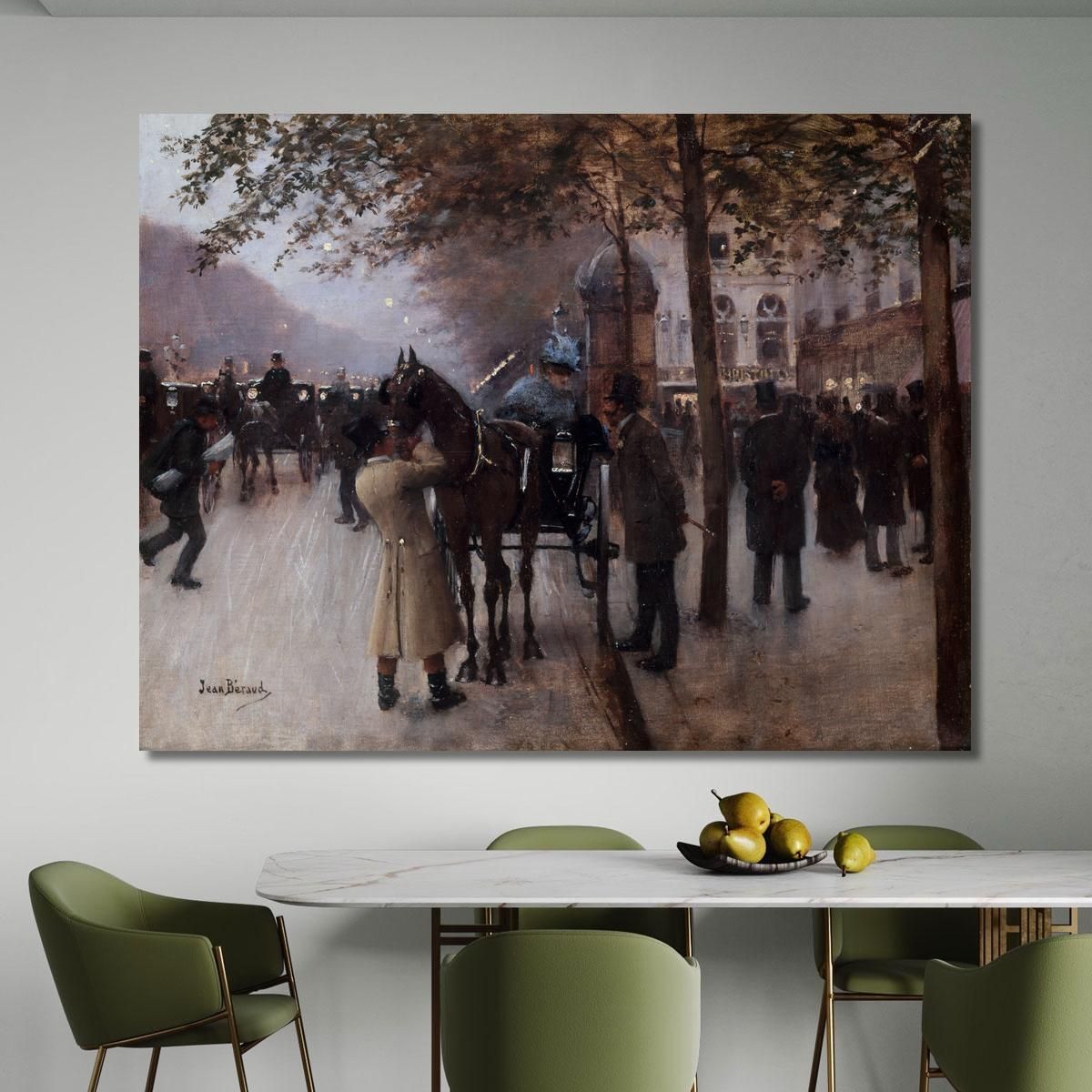 Boulevard Des Capucines In The Evening In Front Of The Café Napolitain Jean Béraud jbr49 canvas print 