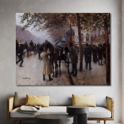 Boulevard Des Capucines In The Evening In Front Of The Café Napolitain Jean Béraud jbr49 canvas print 