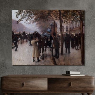 Boulevard Des Capucines In The Evening In Front Of The Café Napolitain Jean Béraud jbr49 canvas print 