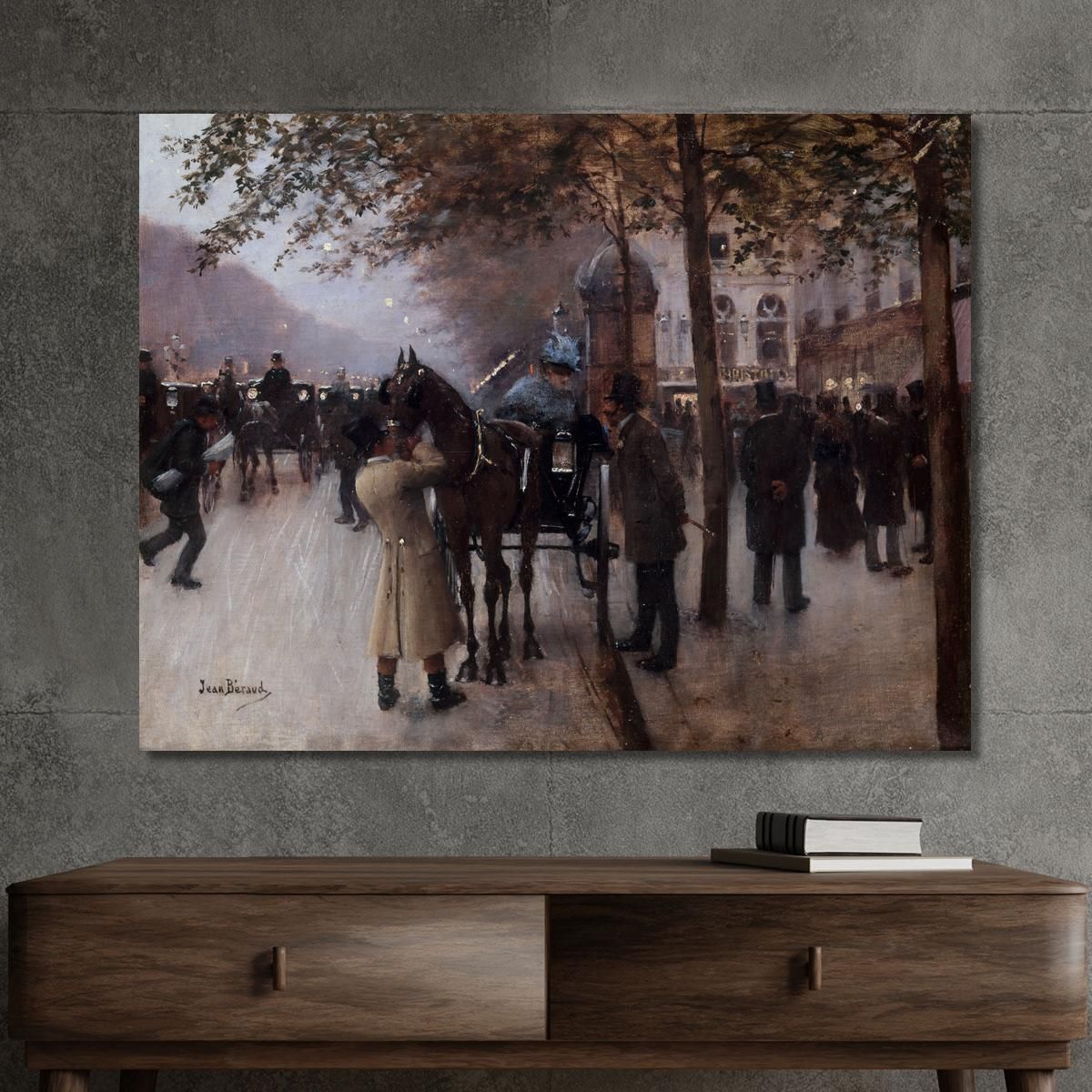 Boulevard Des Capucines In The Evening In Front Of The Café Napolitain Jean Béraud jbr49 canvas print 