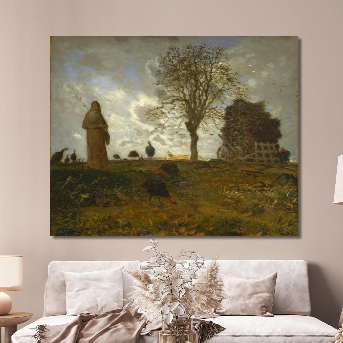 Autumn Landscape With A Flock Of Turkeys Jean-François Millet jfm6 canvas print 