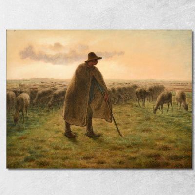 Shepherd Guarding His Flock Jean-François Millet jfm7 canvas print 