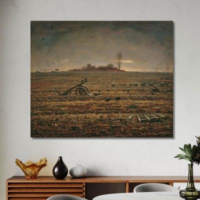 The Plain Of Chailly With Harrow And Plough Jean-François Millet jfm13 canvas print 